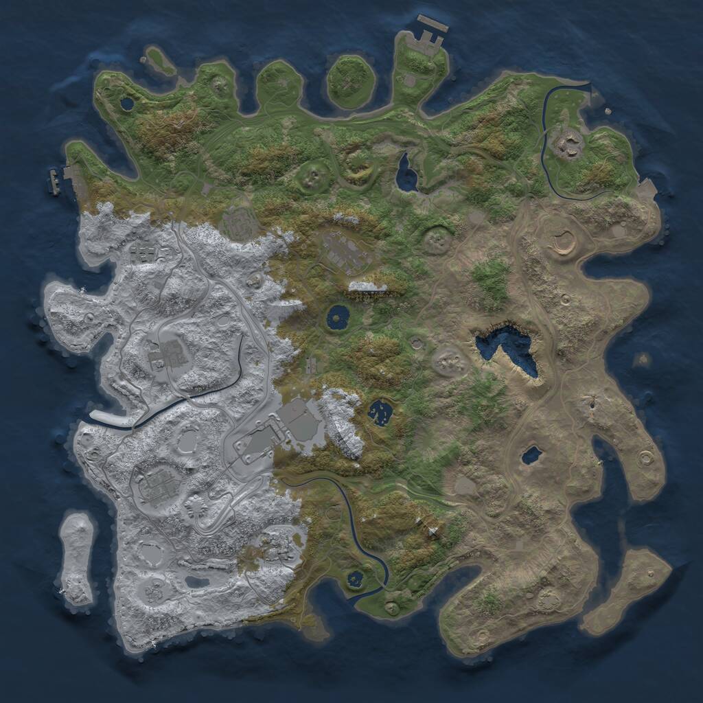 Rust Map: Procedural Map, Size: 4400, Seed: 25449023, 16 Monuments