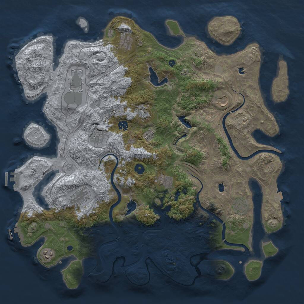 Rust Map: Procedural Map, Size: 4500, Seed: 603960591, 17 Monuments