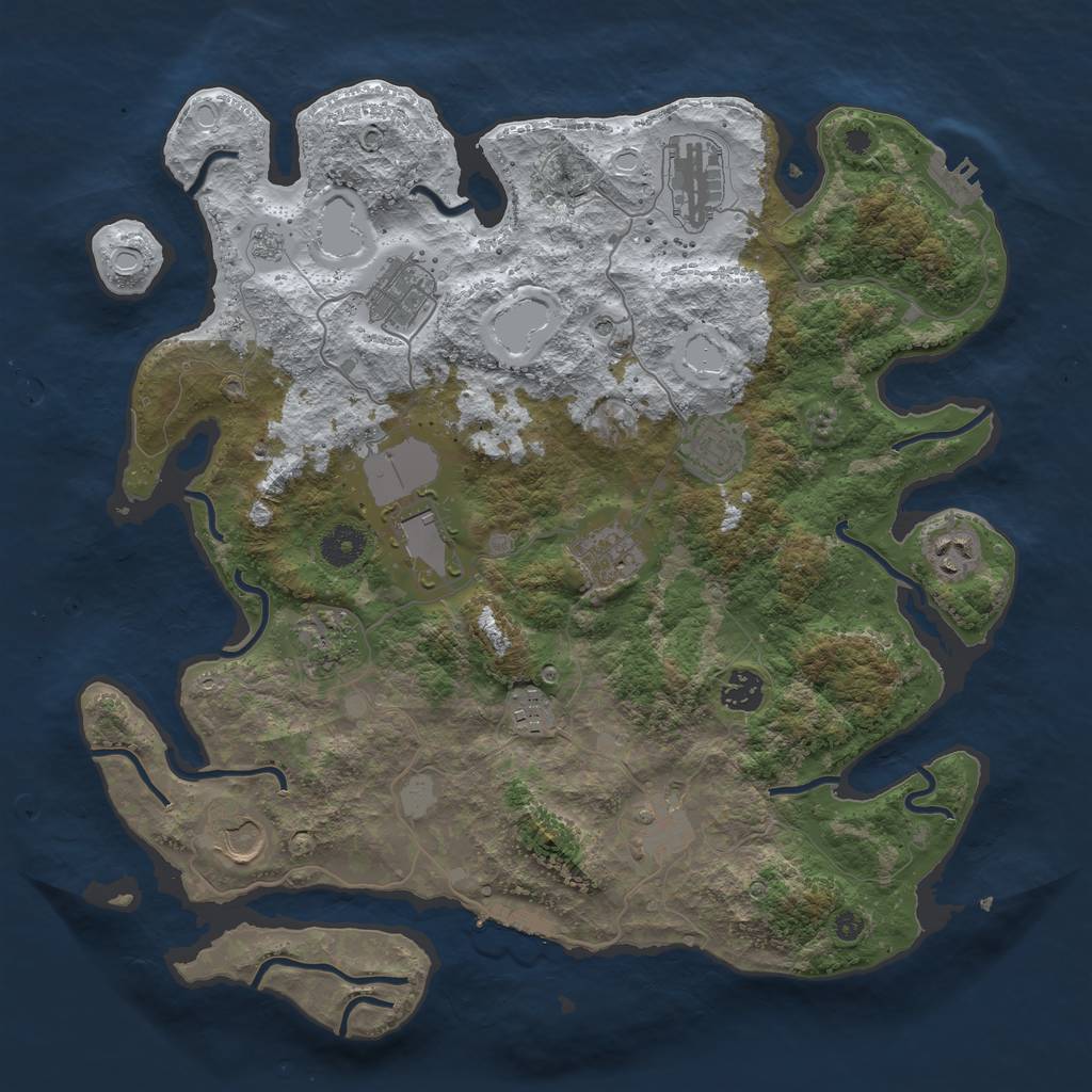 Rust Map: Procedural Map, Size: 3850, Seed: 1866261656, 20 Monuments