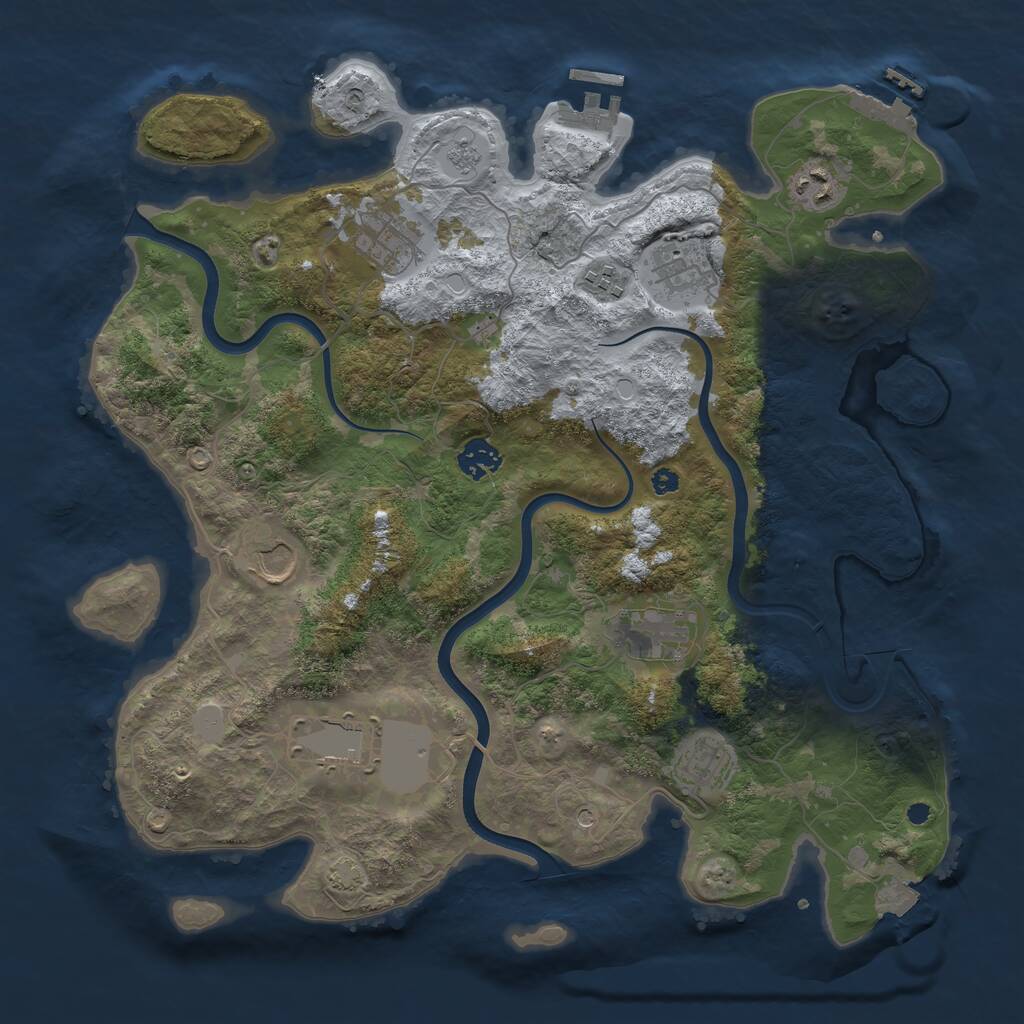 Rust Map: Procedural Map, Size: 3800, Seed: 2077718242, 15 Monuments