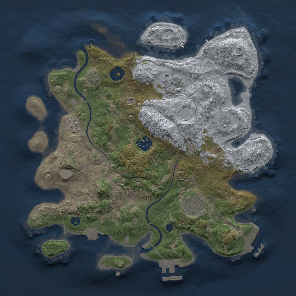 Rust Map: Procedural Map, Size: 3093, Seed: 3127, 10 Monuments