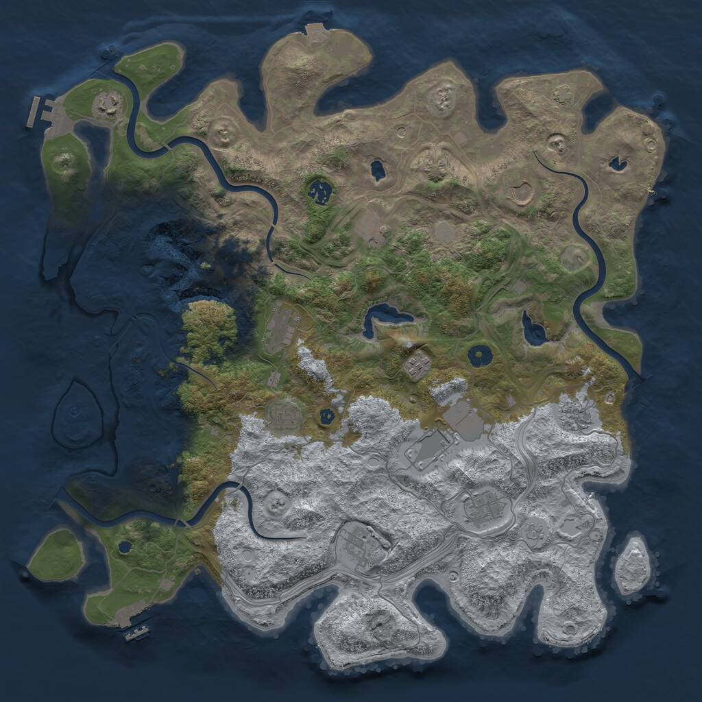 Rust Map: Procedural Map, Size: 4500, Seed: 1415432109, 17 Monuments