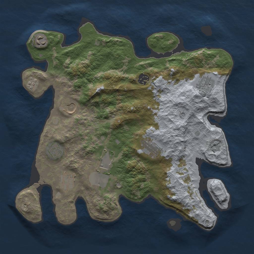 Rust Map: Barren, Size: 3500, Seed: 81367485, 12 Monuments