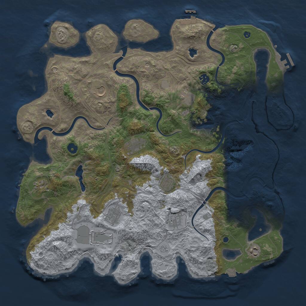Rust Map: Procedural Map, Size: 4500, Seed: 844620744, 17 Monuments