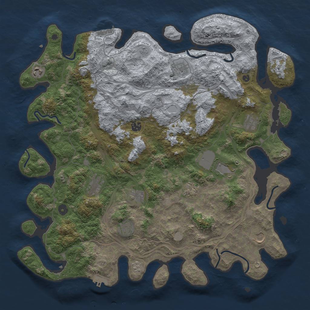 Rust Map: Procedural Map, Size: 4500, Seed: 1820768036, 20 Monuments