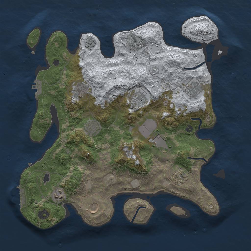 Rust Map: Procedural Map, Size: 3500, Seed: 607912971, 18 Monuments