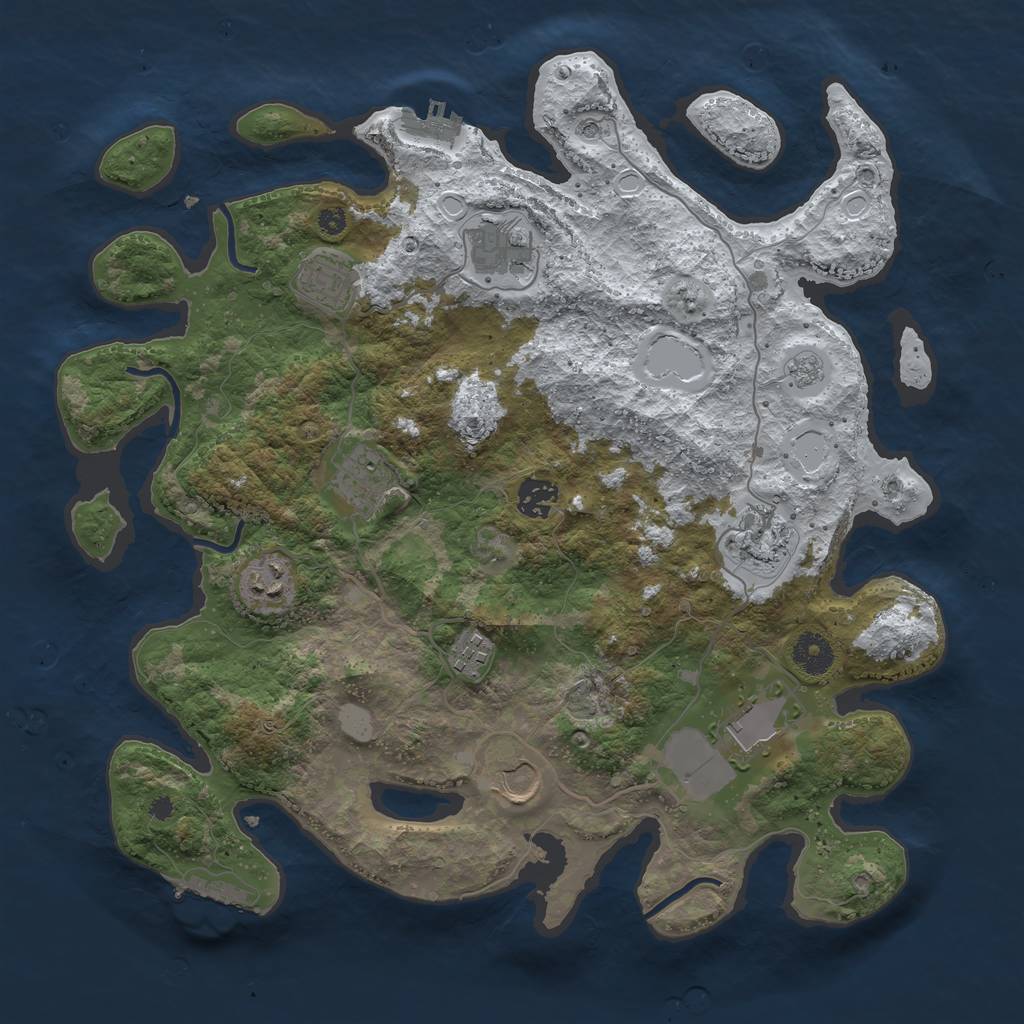 Rust Map: Procedural Map, Size: 3750, Seed: 476257045, 18 Monuments