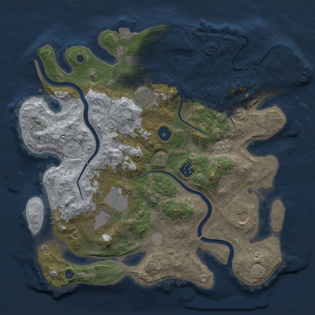 Rust Map: Procedural Map, Size: 3500, Seed: 1855208691, 10 Monuments