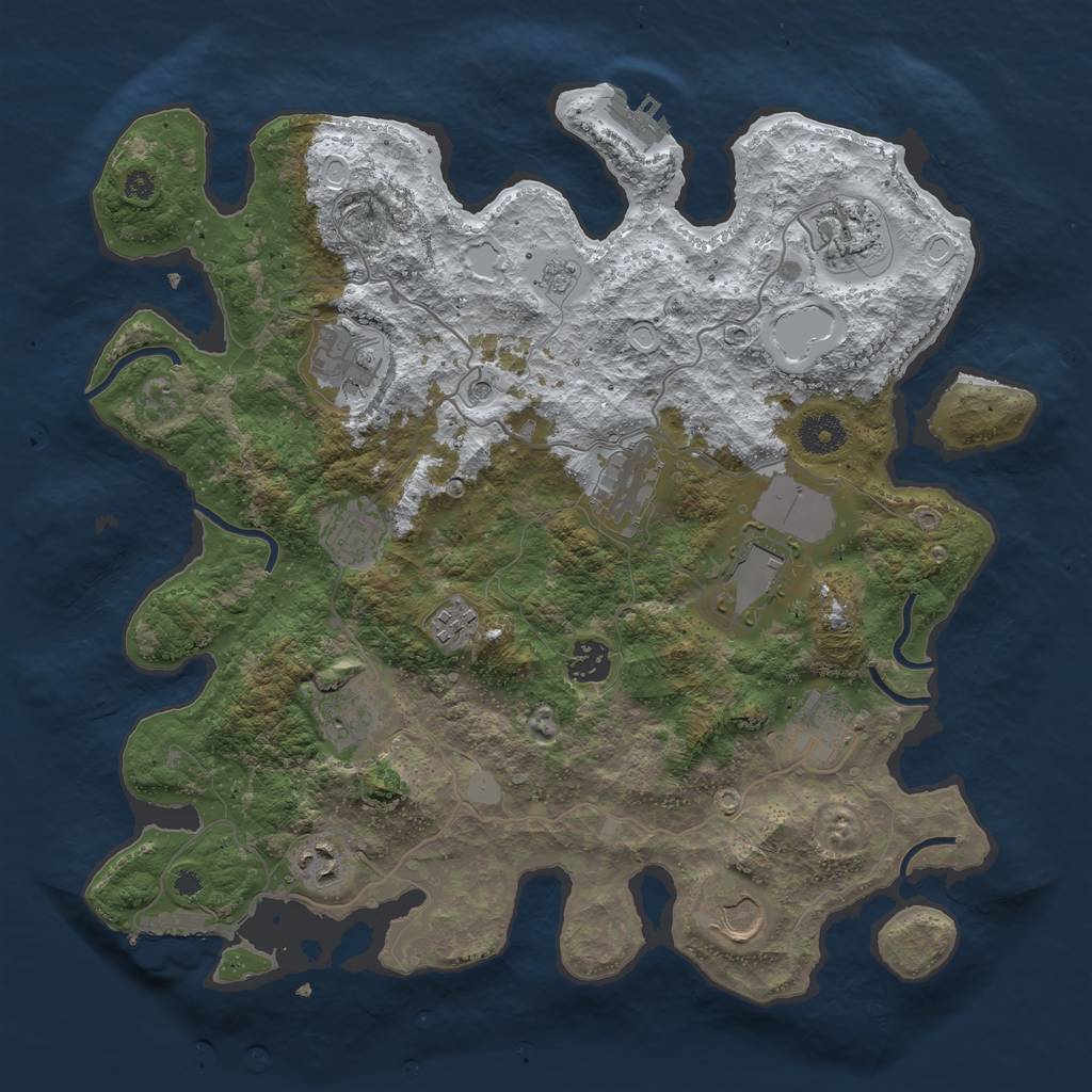 Rust Map: Procedural Map, Size: 3700, Seed: 1617383229, 20 Monuments