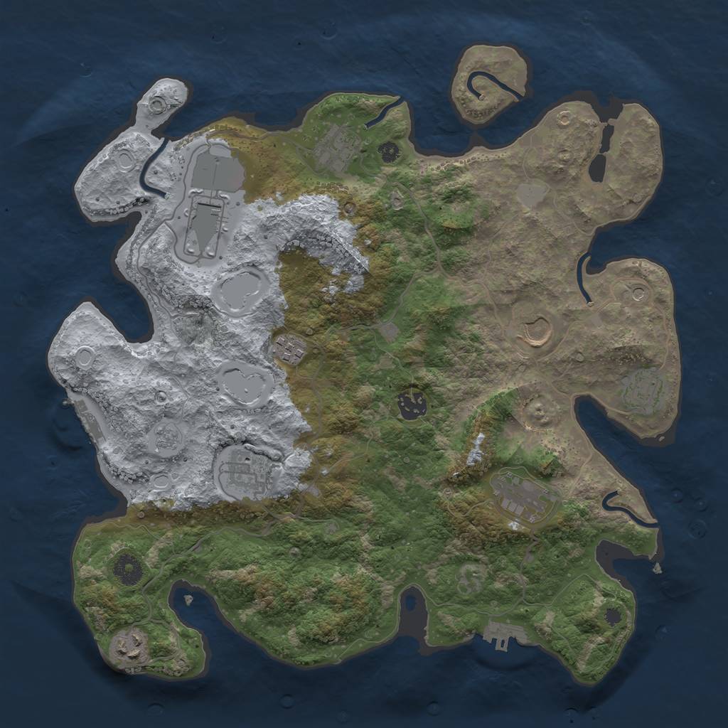Rust Map: Procedural Map, Size: 3700, Seed: 996593163, 18 Monuments