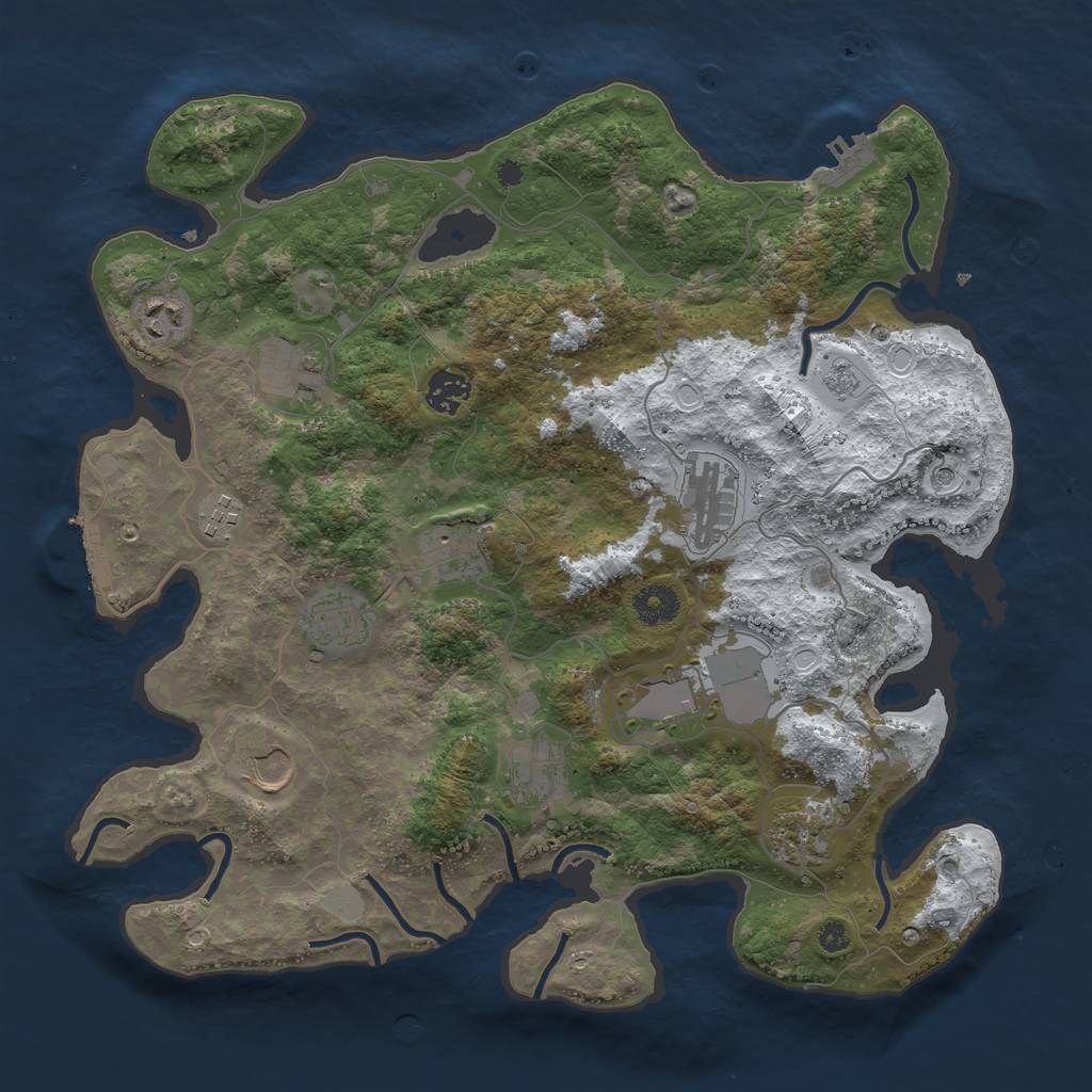 Rust Map: Procedural Map, Size: 3750, Seed: 218897326, 20 Monuments