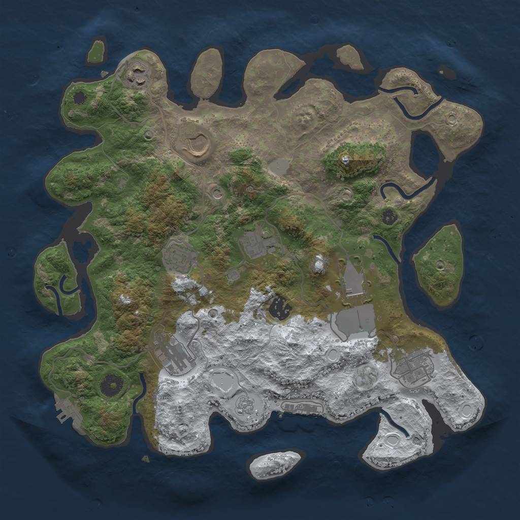 Rust Map: Procedural Map, Size: 3500, Seed: 2023230356, 17 Monuments
