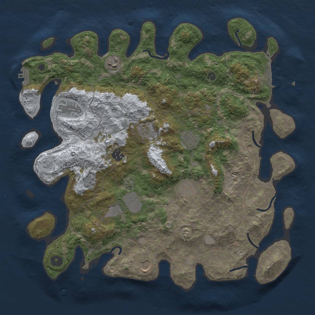 Rust Map: Procedural Map, Size: 4000, Seed: 288928031, 18 Monuments