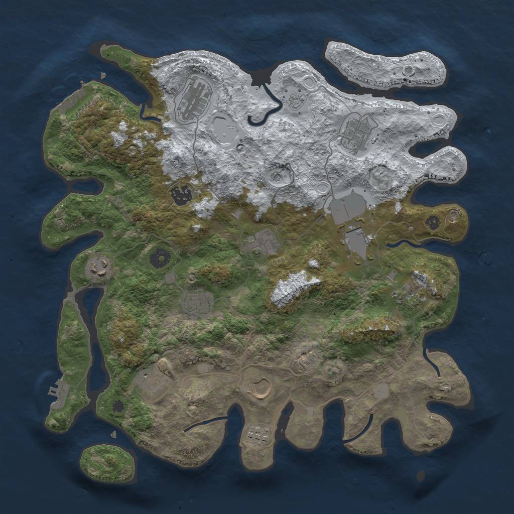 Rust Map: Procedural Map, Size: 3800, Seed: 35611125, 20 Monuments