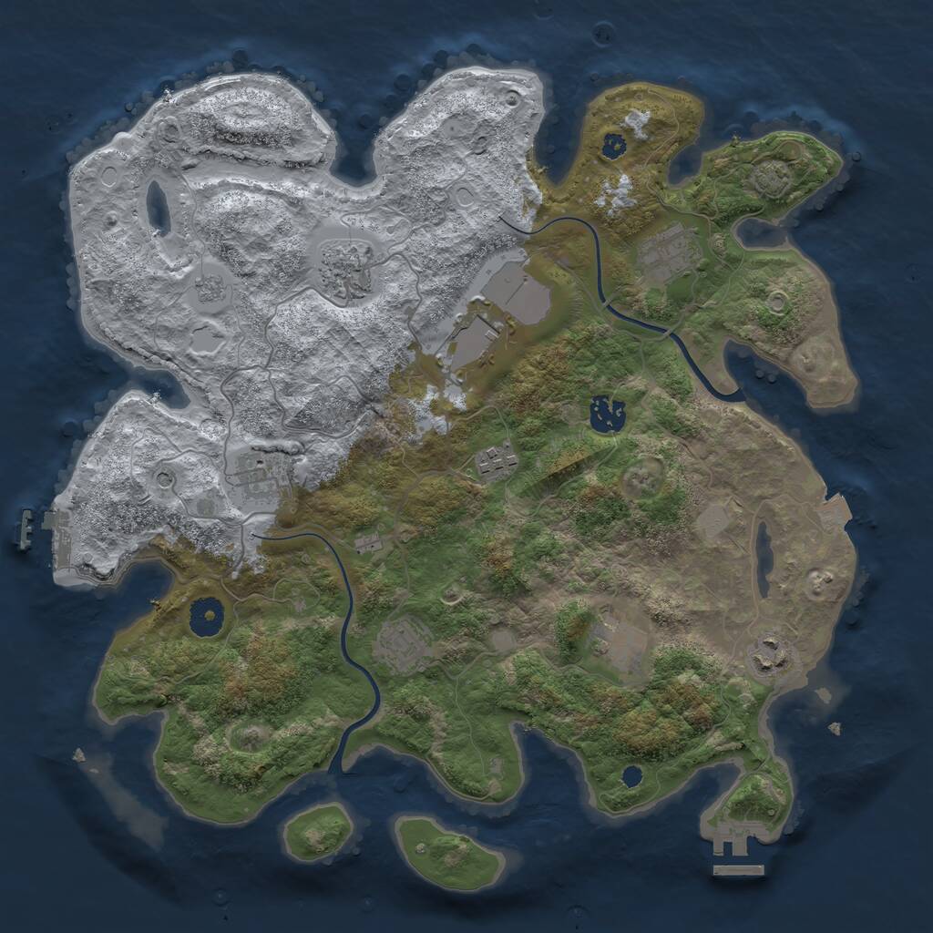 Rust Map: Procedural Map, Size: 3700, Seed: 778654122, 15 Monuments