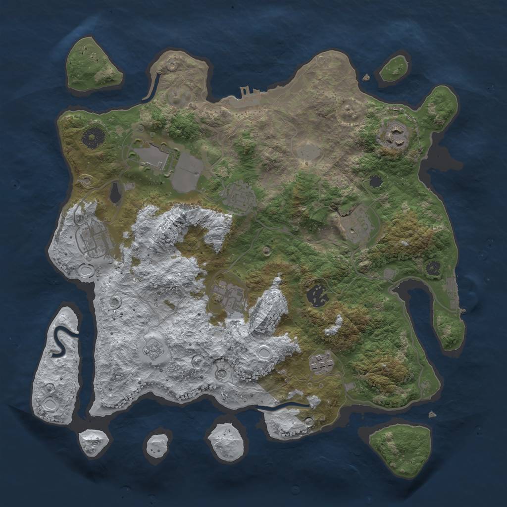 Rust Map: Procedural Map, Size: 3500, Seed: 1129035982, 17 Monuments