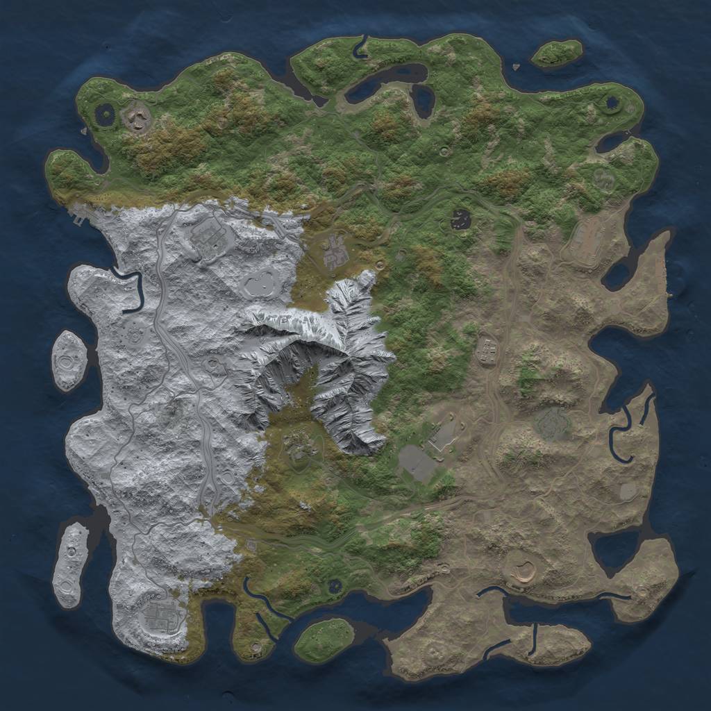 Rust Map: Procedural Map, Size: 5000, Seed: 1922096663, 20 Monuments