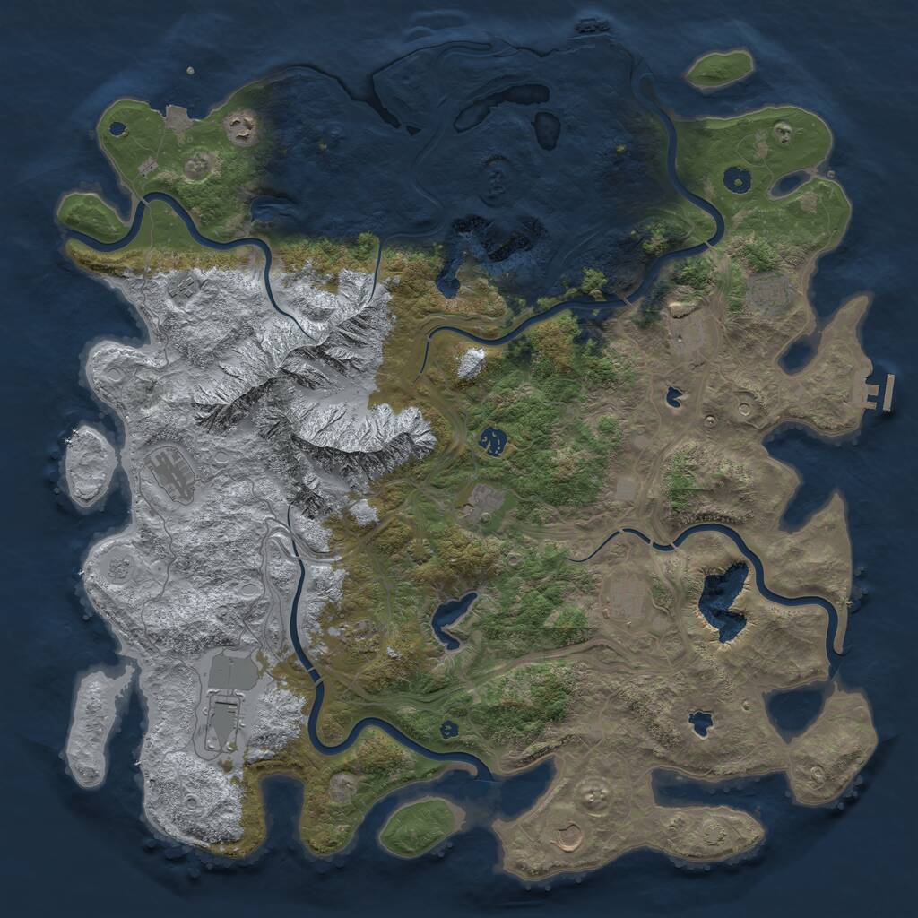 Rust Map: Procedural Map, Size: 5000, Seed: 1922096663, 17 Monuments