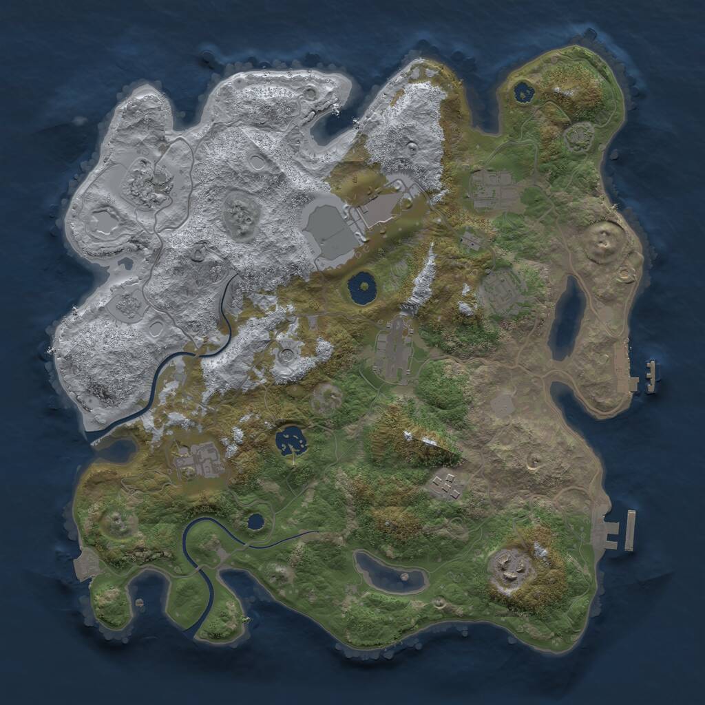 Rust Map: Procedural Map, Size: 3500, Seed: 2060096600, 15 Monuments