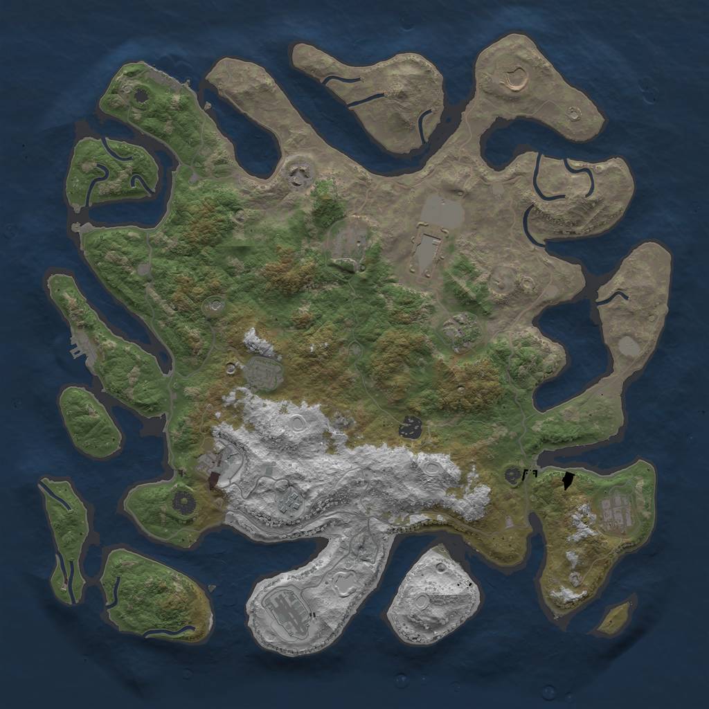 Rust Map: Procedural Map, Size: 4500, Seed: 43, 19 Monuments