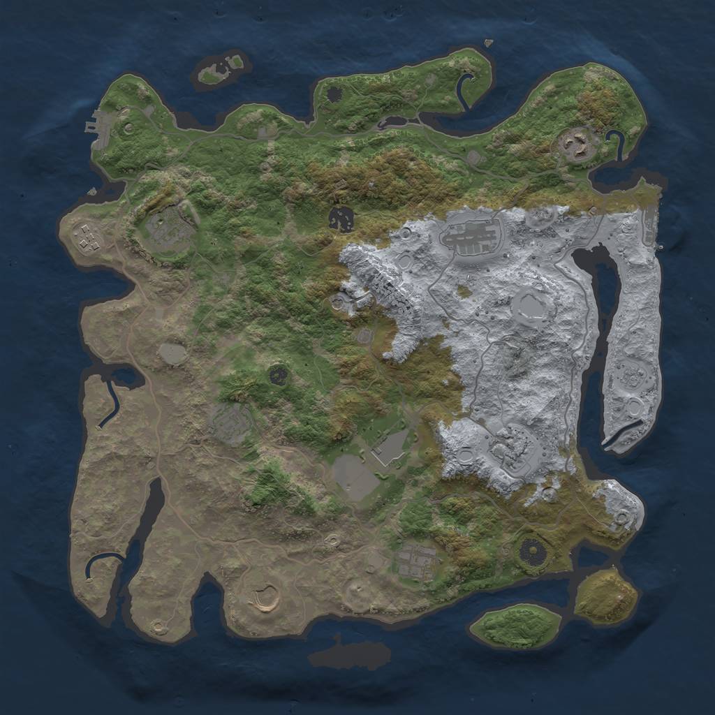 Rust Map: Procedural Map, Size: 4000, Seed: 1846936058, 19 Monuments