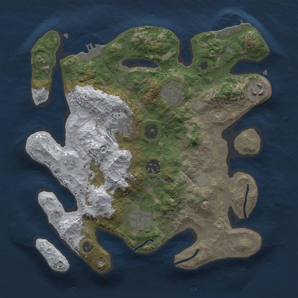 Rust Map: Procedural Map, Size: 3000, Seed: 640895898, 14 Monuments