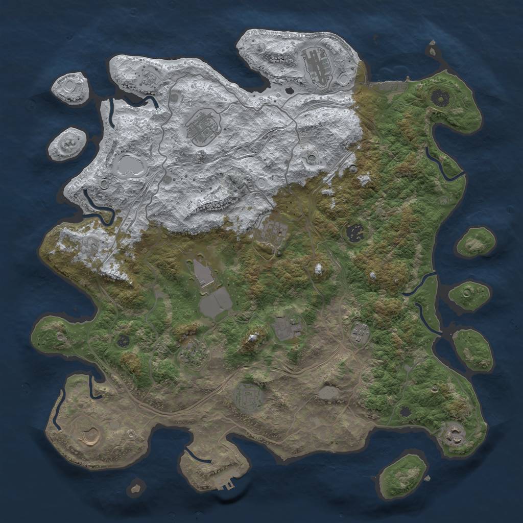Rust Map: Procedural Map, Size: 4300, Seed: 1017077350, 20 Monuments