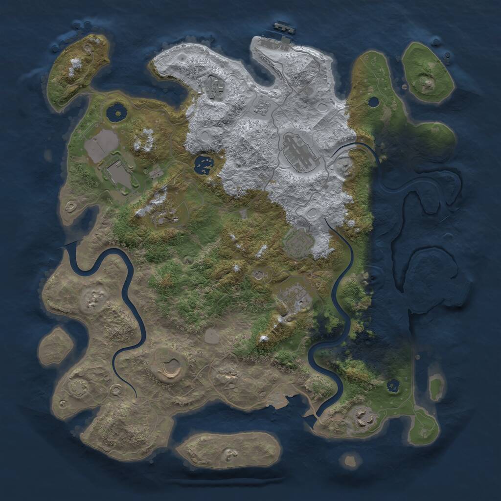 Rust Map: Procedural Map, Size: 3850, Seed: 2041533354, 15 Monuments