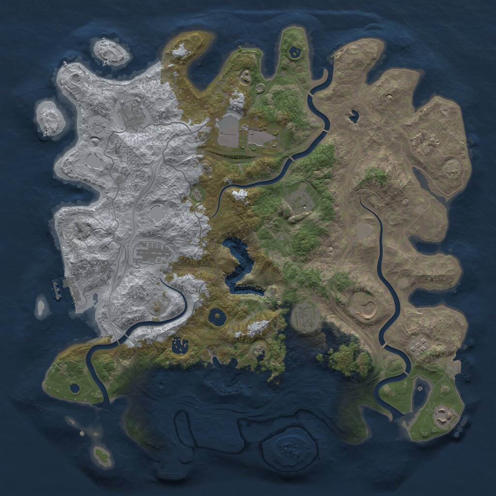 Rust Map: Procedural Map, Size: 4250, Seed: 1958227345, 16 Monuments