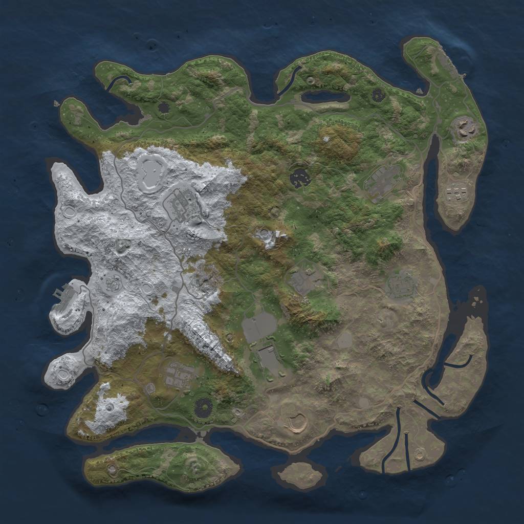 Rust Map: Procedural Map, Size: 4000, Seed: 617815913, 19 Monuments