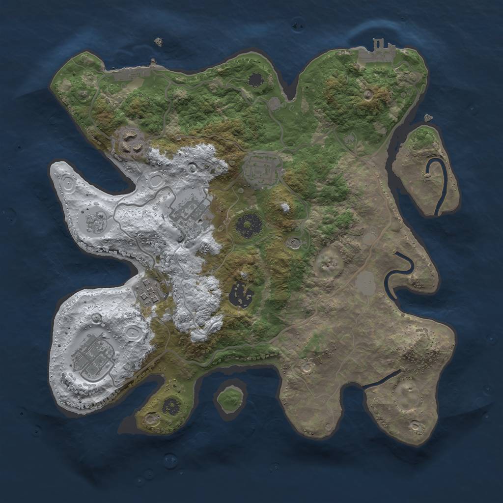 Rust Map: Procedural Map, Size: 3000, Seed: 1100353323, 15 Monuments