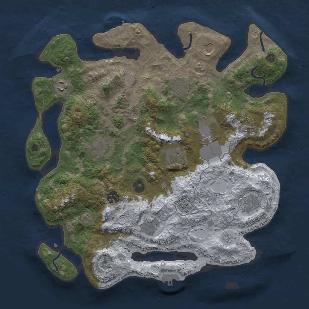 Rust Map: Procedural Map, Size: 3750, Seed: 1646380655, 20 Monuments