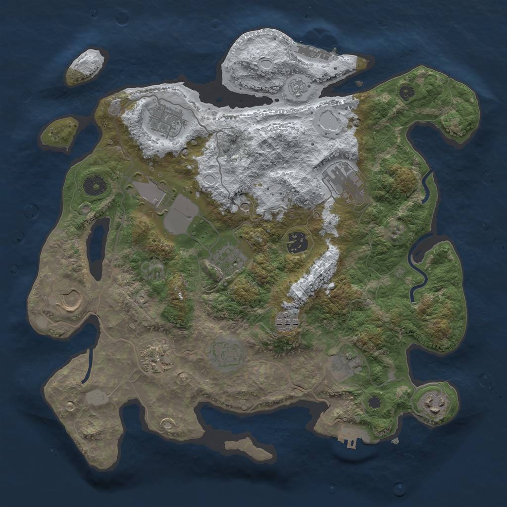 Rust Map: Procedural Map, Size: 3500, Seed: 1845422617, 20 Monuments