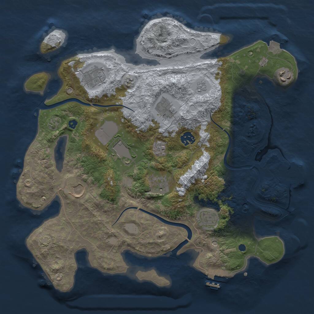 Rust Map: Procedural Map, Size: 3500, Seed: 1845422617, 15 Monuments