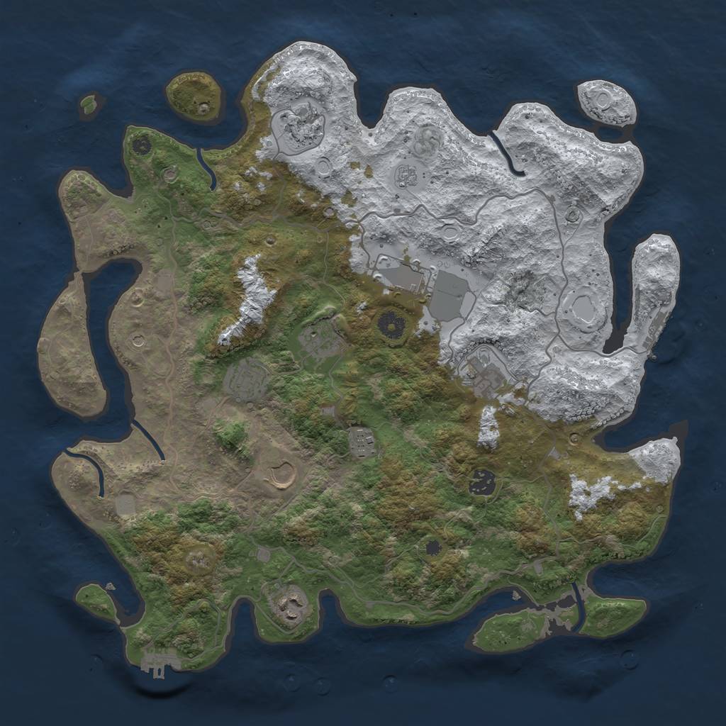 Rust Map: Procedural Map, Size: 4000, Seed: 234569, 18 Monuments