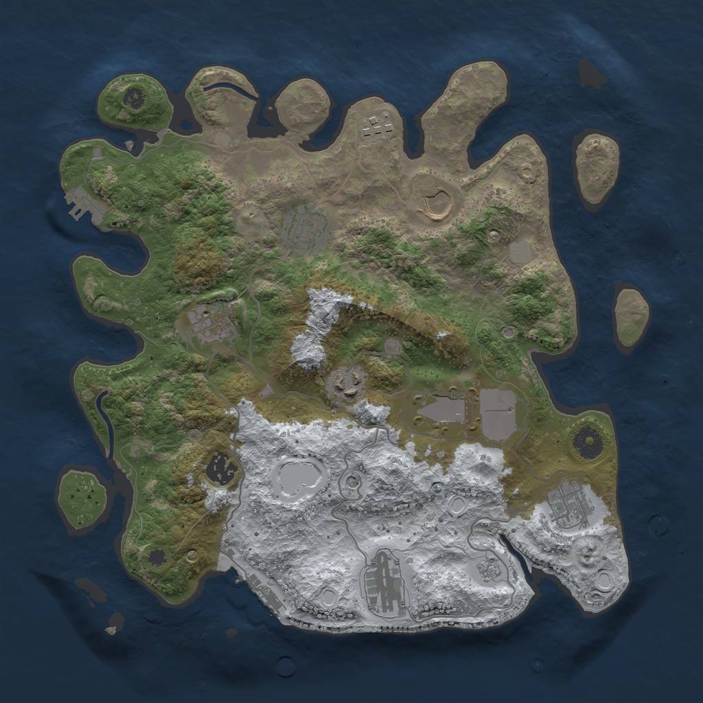 Rust Map: Procedural Map, Size: 3500, Seed: 1740888678, 18 Monuments