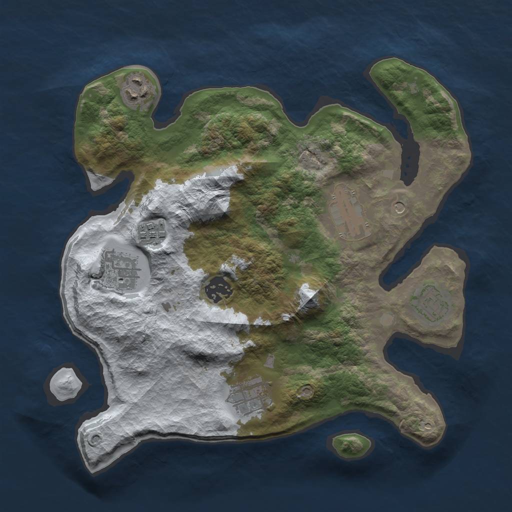 Rust Map: Barren, Size: 3000, Seed: 121, 10 Monuments