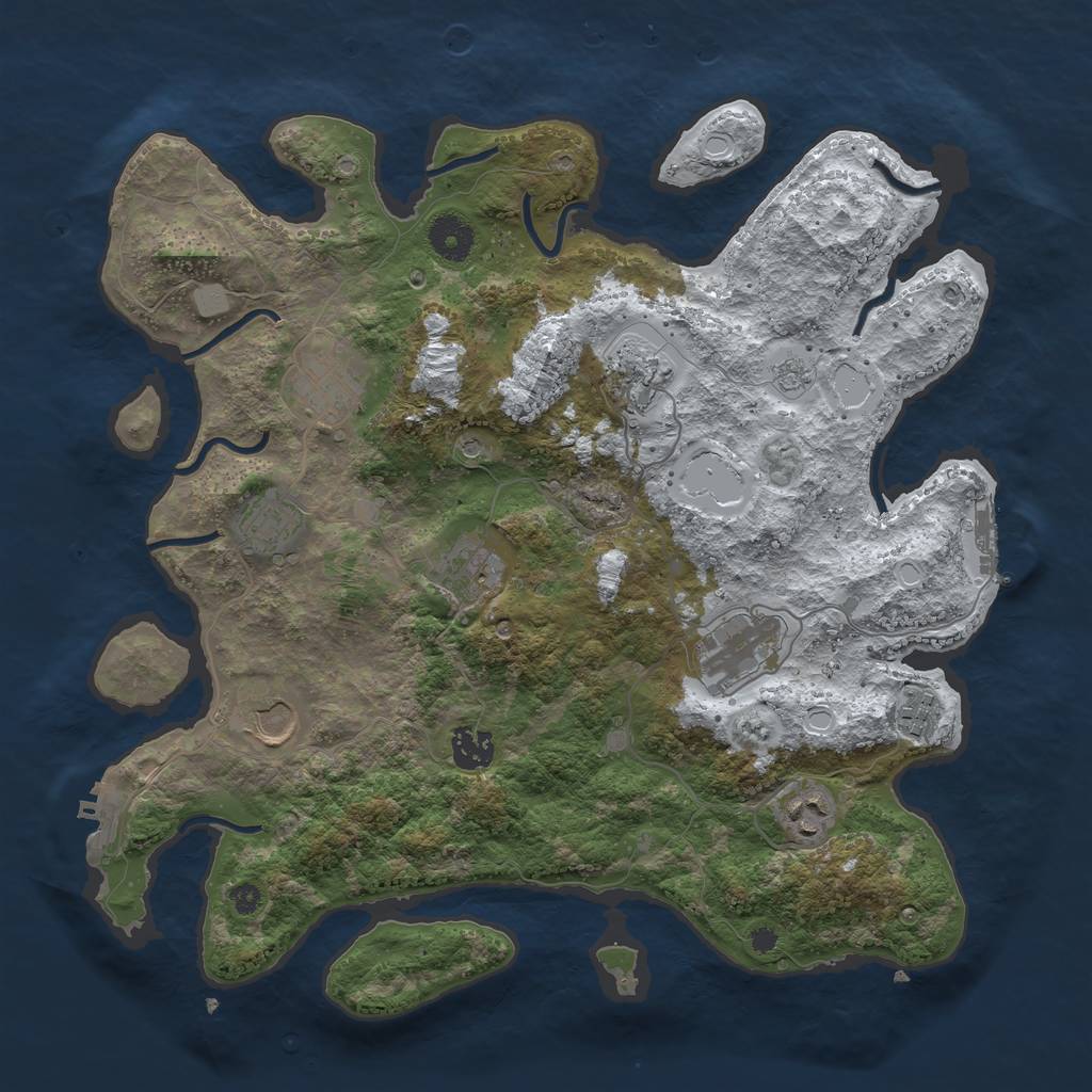 Rust Map: Procedural Map, Size: 3700, Seed: 1088577635, 18 Monuments
