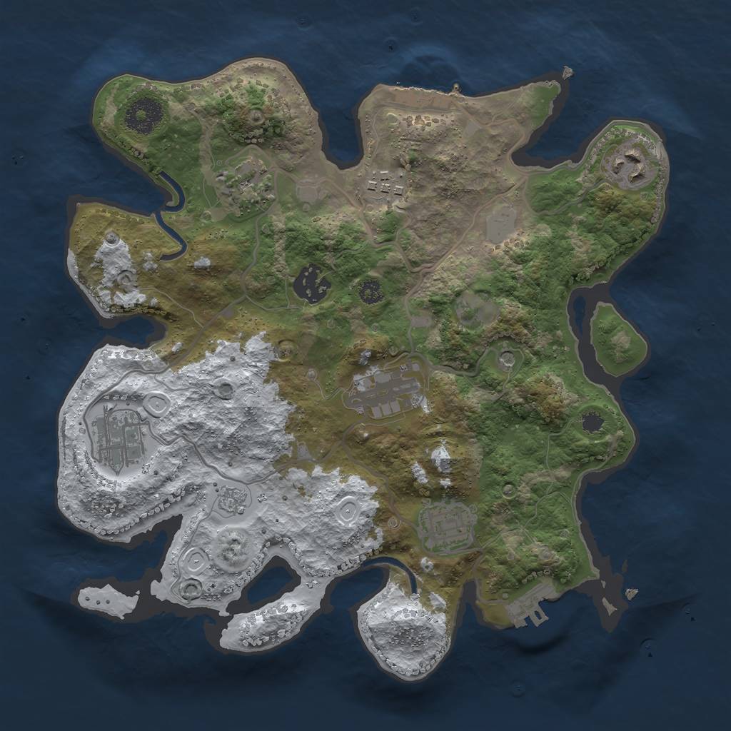 Rust Map: Procedural Map, Size: 3000, Seed: 1312684184, 16 Monuments