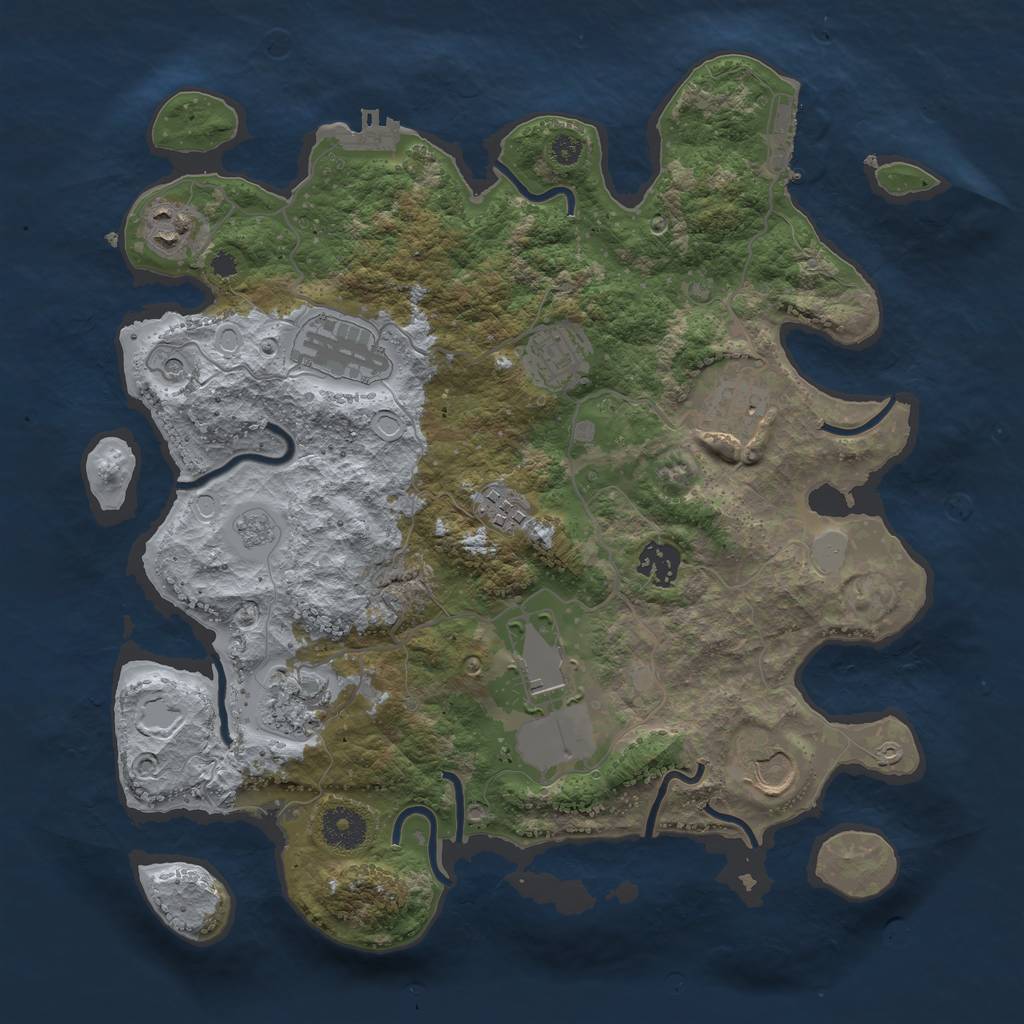 Rust Map: Procedural Map, Size: 3500, Seed: 1966392426, 18 Monuments