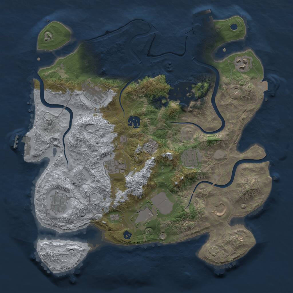 Rust Map: Procedural Map, Size: 3500, Seed: 386086588, 16 Monuments