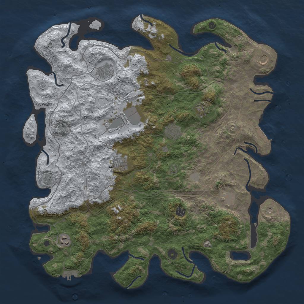 Rust Map: Procedural Map, Size: 4500, Seed: 1649378213, 19 Monuments