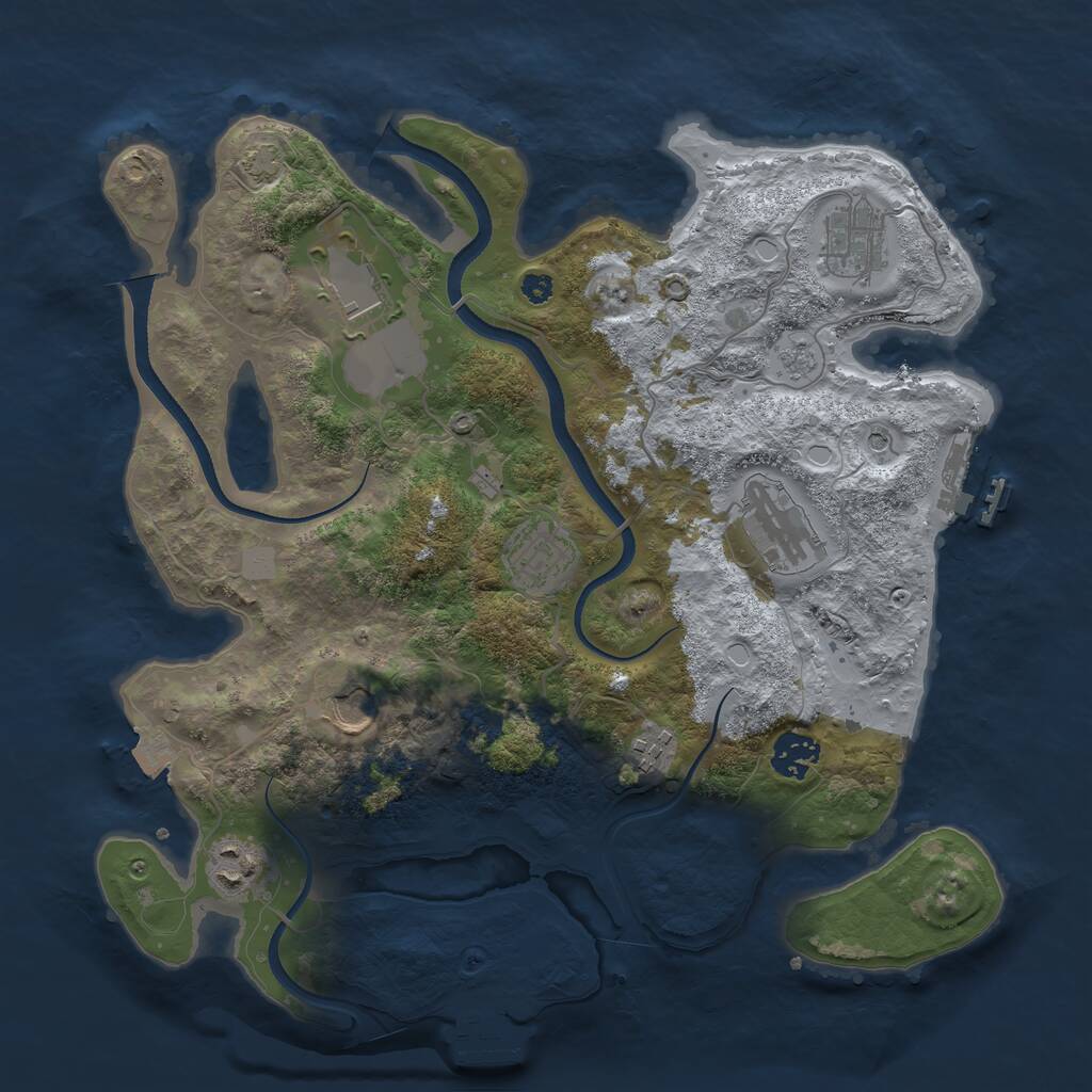 Rust Map: Procedural Map, Size: 3500, Seed: 1933332652, 14 Monuments