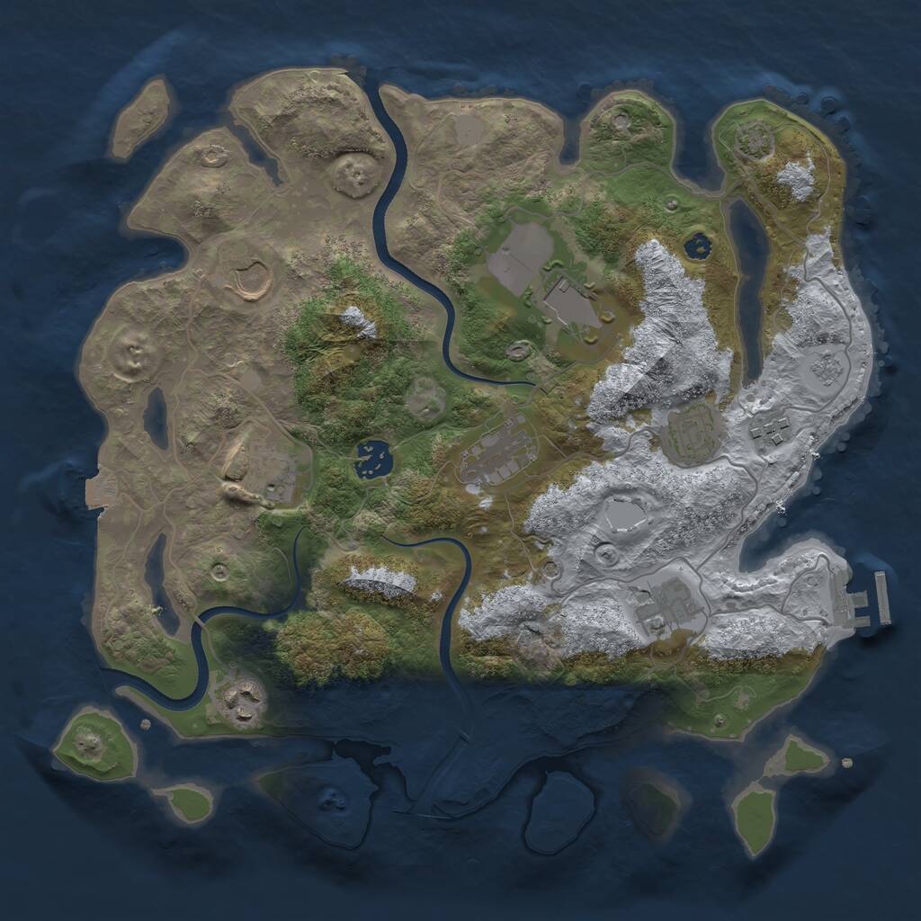 Rust Map: Procedural Map, Size: 3500, Seed: 1336265051, 14 Monuments