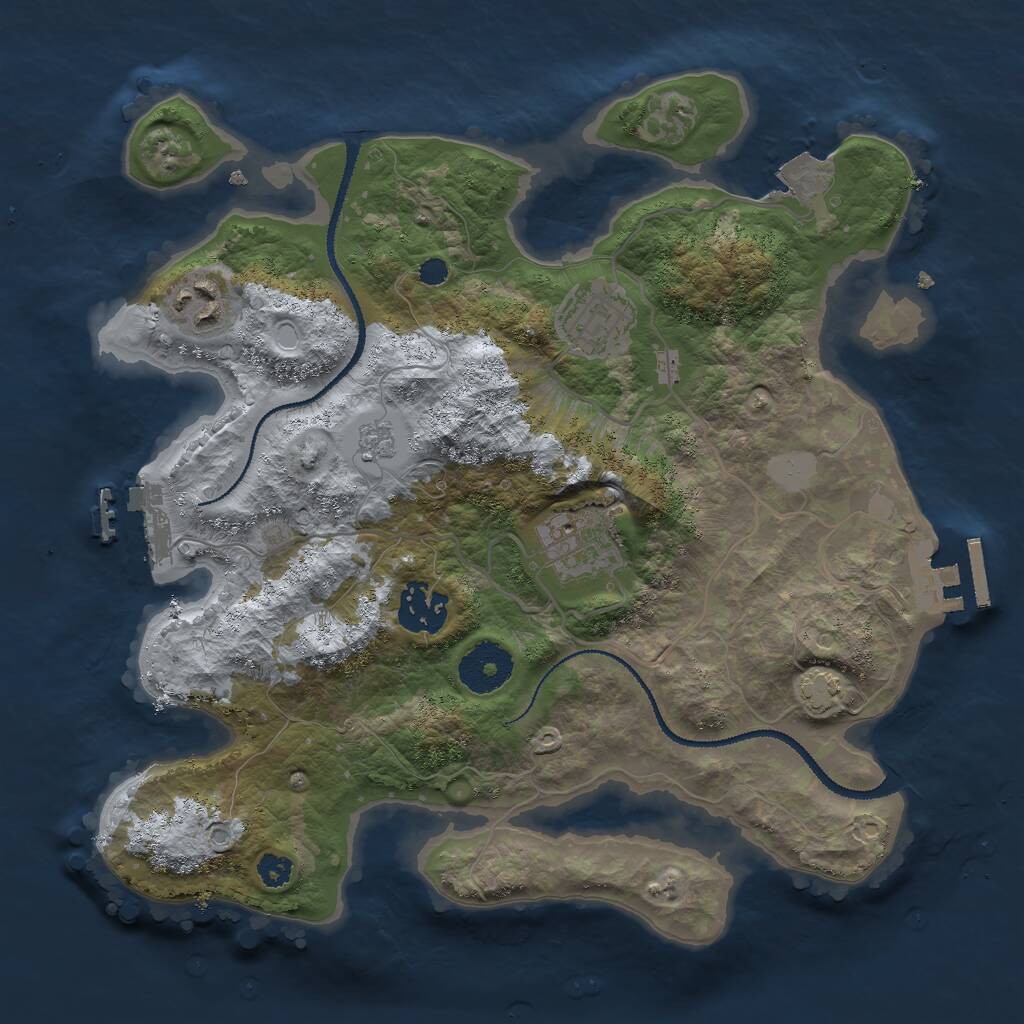 Rust Map: Procedural Map, Size: 3000, Seed: 4815165, 9 Monuments