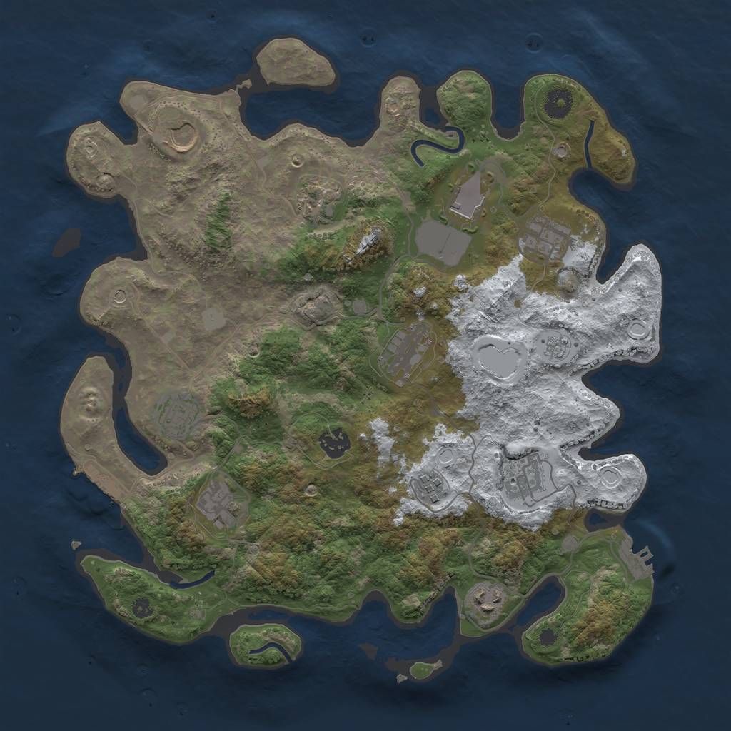 Rust Map: Procedural Map, Size: 3700, Seed: 417342033, 20 Monuments