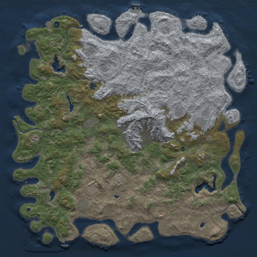 Rust Map: Procedural Map, Size: 6000, Seed: 4206921, 17 Monuments
