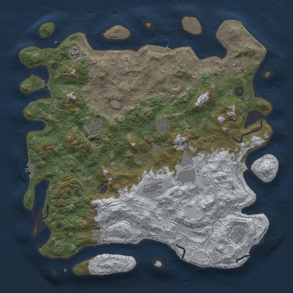 Rust Map: Procedural Map, Size: 4500, Seed: 52745, 19 Monuments