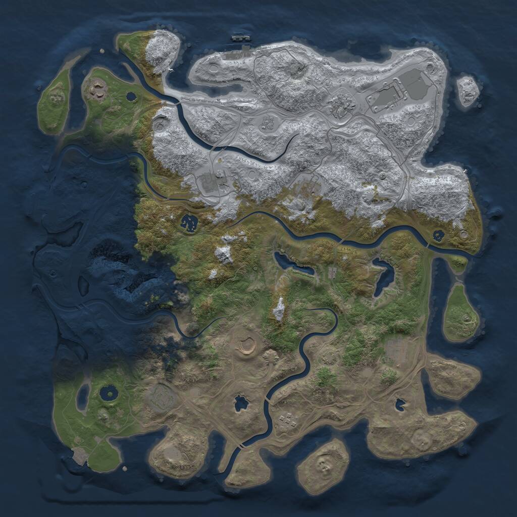 Rust Map: Procedural Map, Size: 4500, Seed: 1465953714, 16 Monuments