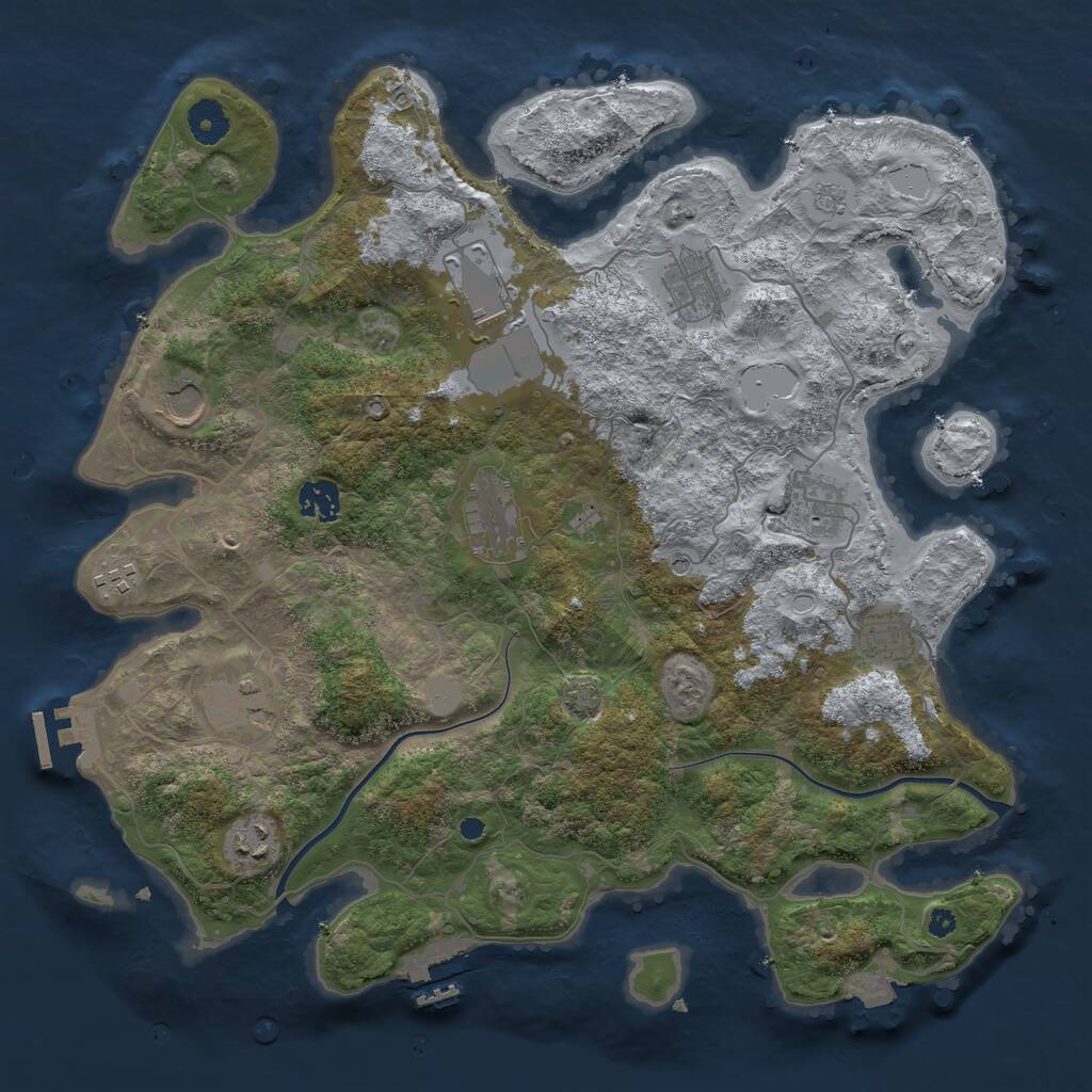 Rust Map: Procedural Map, Size: 3850, Seed: 45834369, 16 Monuments